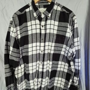 St. John's Bay Black and White Plaid Shirt
